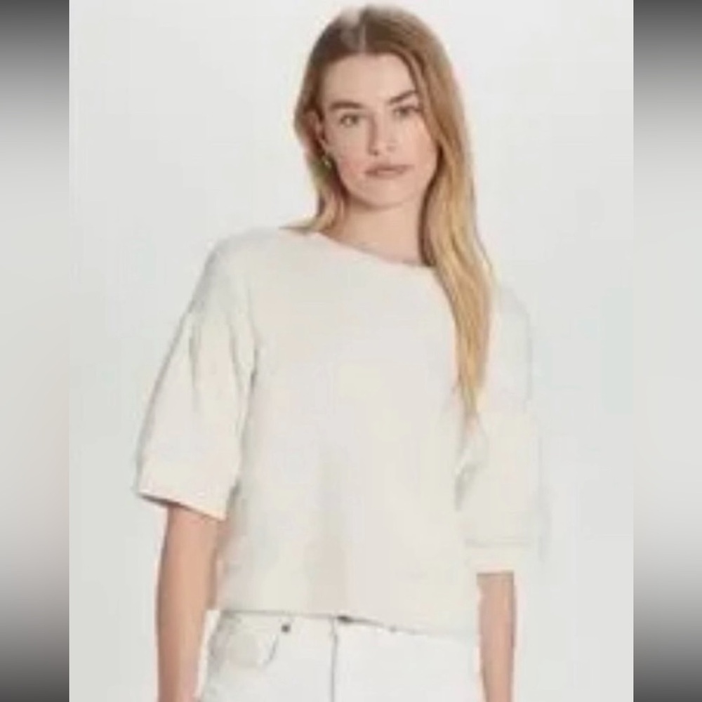 NEW Goldie $164 Women's cream Puff Sleeve Luxury Top Size XS 100% cotton